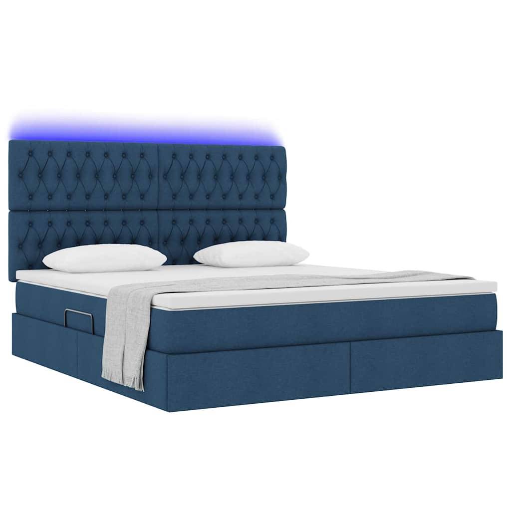 vidaXL LED-Speicherbett mit Matratze Blau 160 x 200 cm Stoff