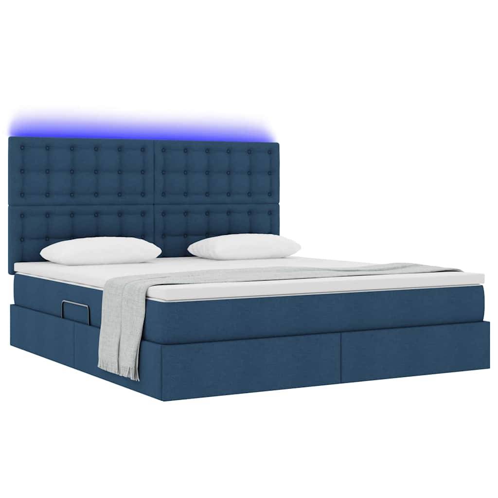 vidaXL LED-Speicherbett mit Matratze Blau 180 x 200 cm Stoff
