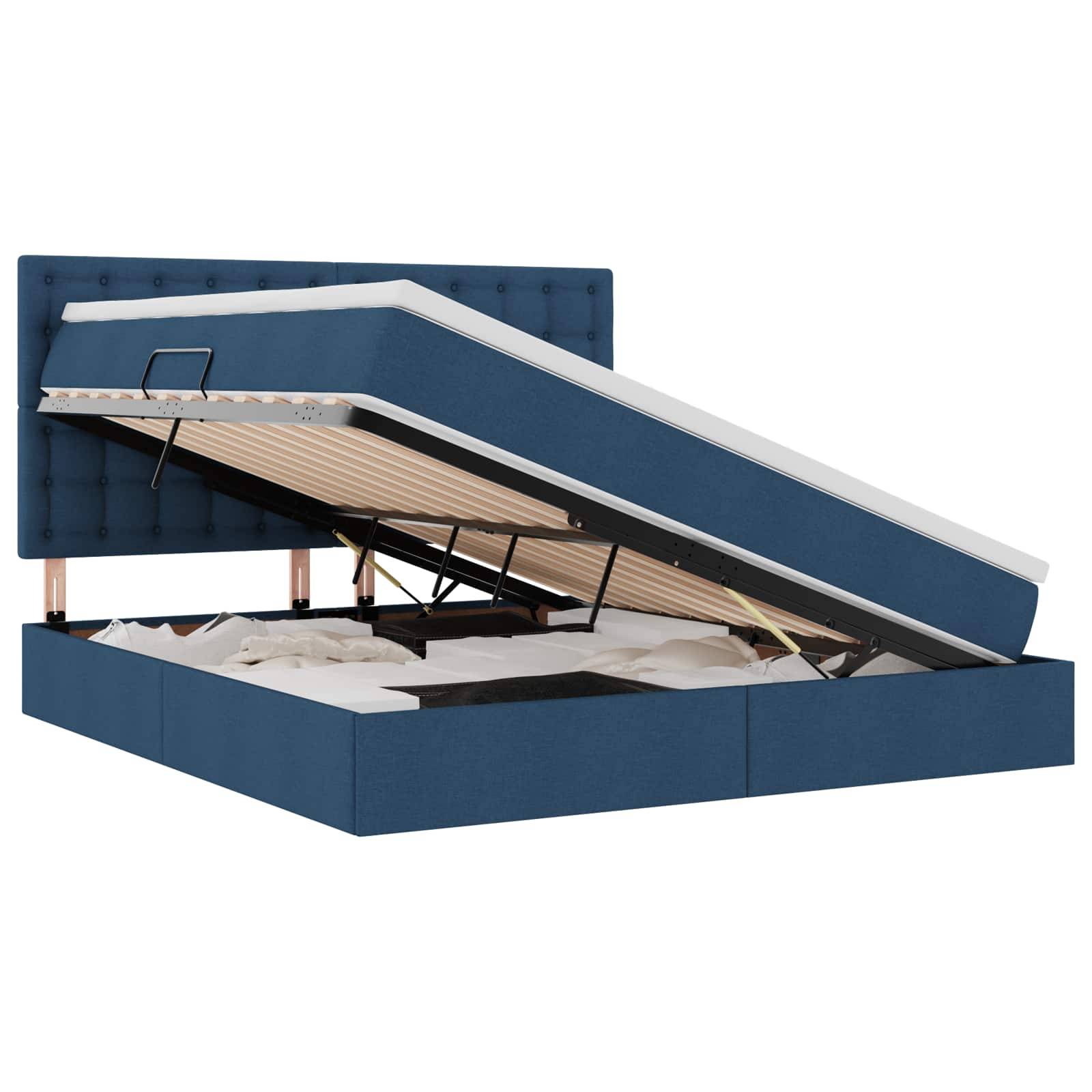 vidaXL Aufbewahrungsbett mit Matratze Blau 160 x 200 cm Stoff
