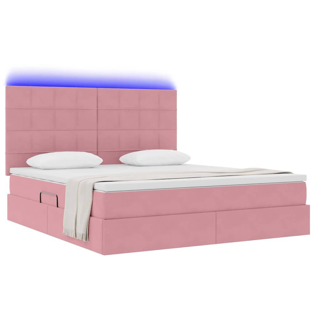 vidaXL LED-Speicherbett mit Matratze Rosa 180 x 200 cm Samt