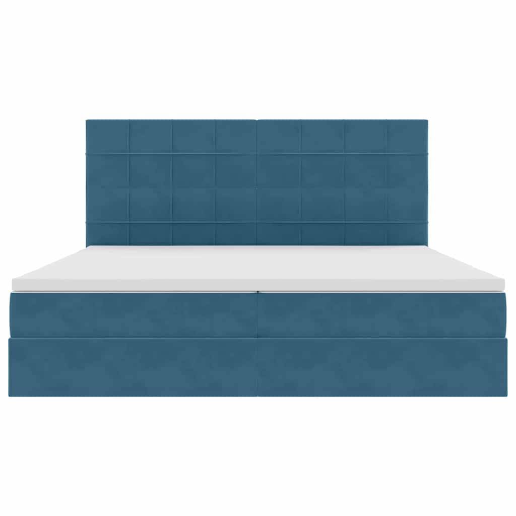 vidaXL LED-Speicherbett mit Matratze Dunkelblau 200 x 200 cm Samt
