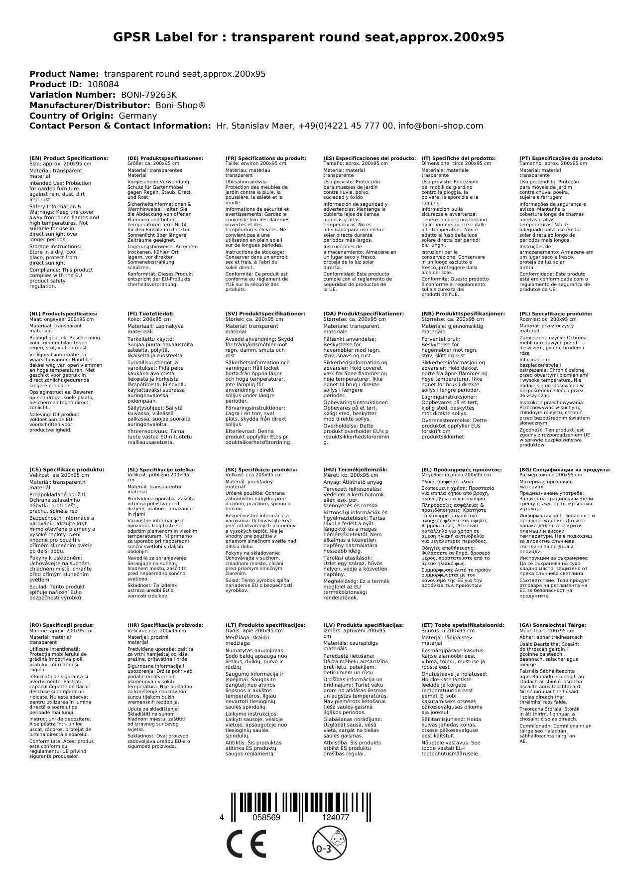 Schutzhülle transparent runde Sitzgruppe,ca.200x95