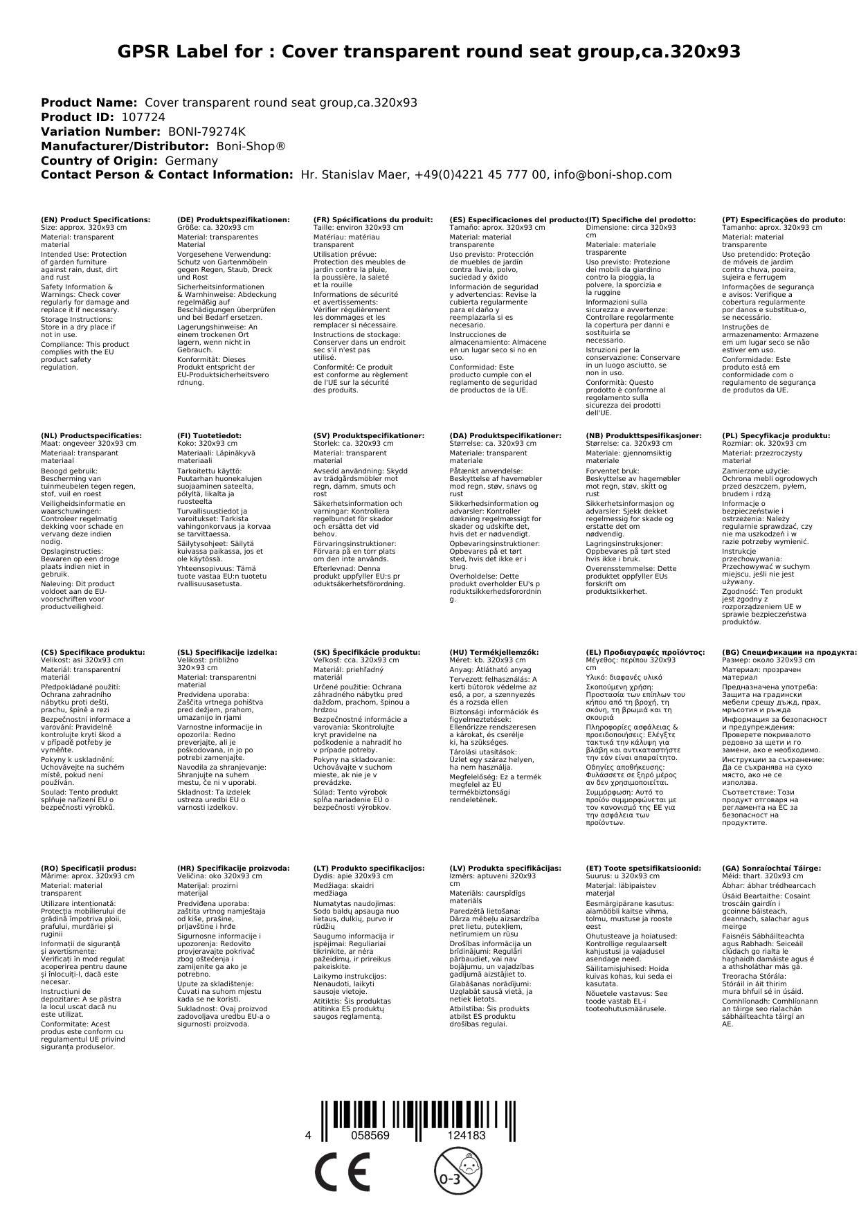 Schutzhülle transparent runde Sitzgruppe,ca.320x93