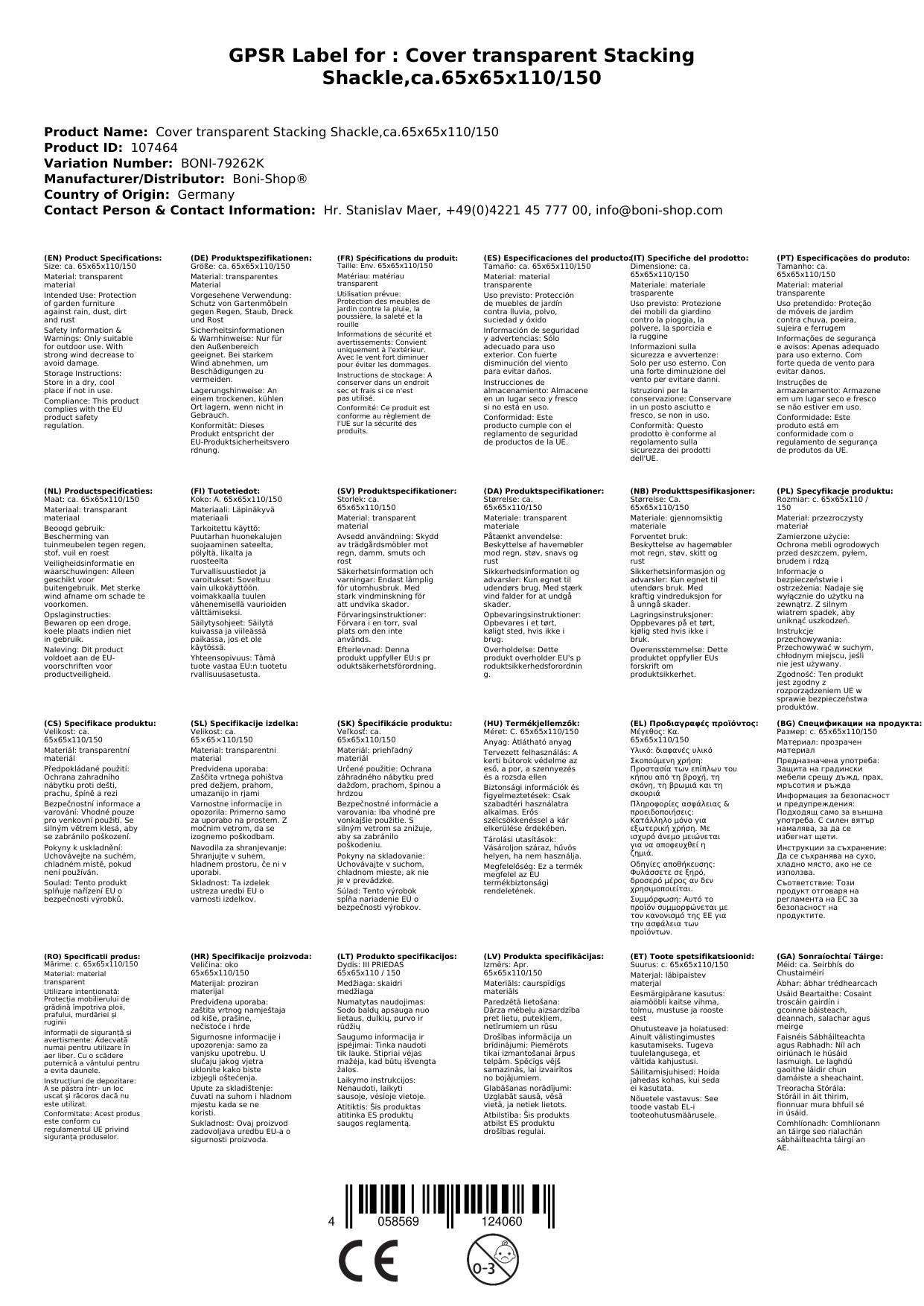 Schutzhülle transparent Stapelsessel,ca.65x65x110/150