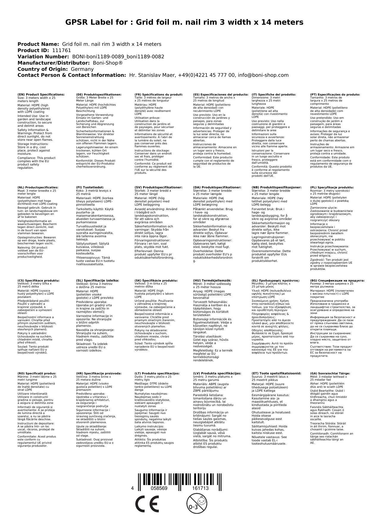Gitterfolie, Gewächshausfolie, Gartenfolie, 3 Breite x 14 Meter, Nagelrand