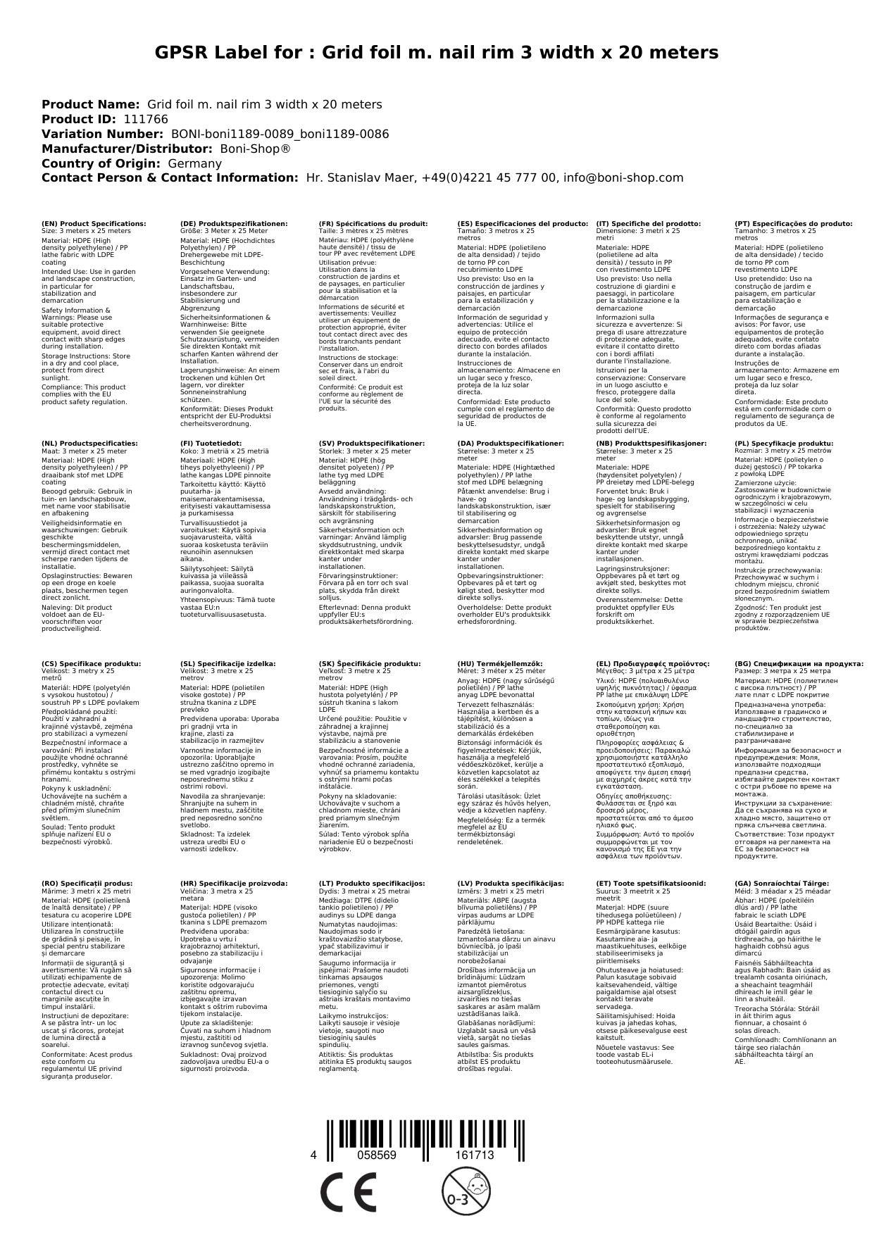 Gitterfolie mit Nagelrand, Gewächshausfolie, 3 Breite x 20 Meter, UV-stabil