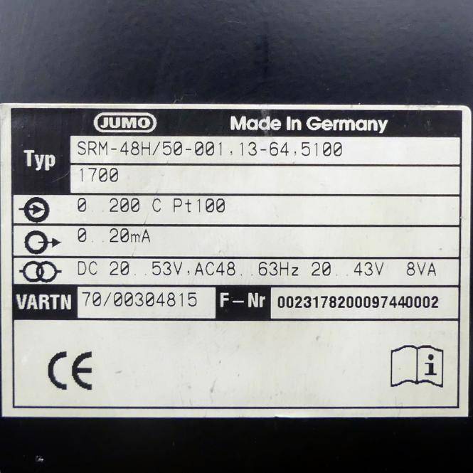 JUMO Temperaturregler (SRM-48H/50-001,13-64,5100)