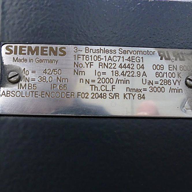 Siemens Bürstenloser Servomotor (1FT6105-1AC71-4EG1)