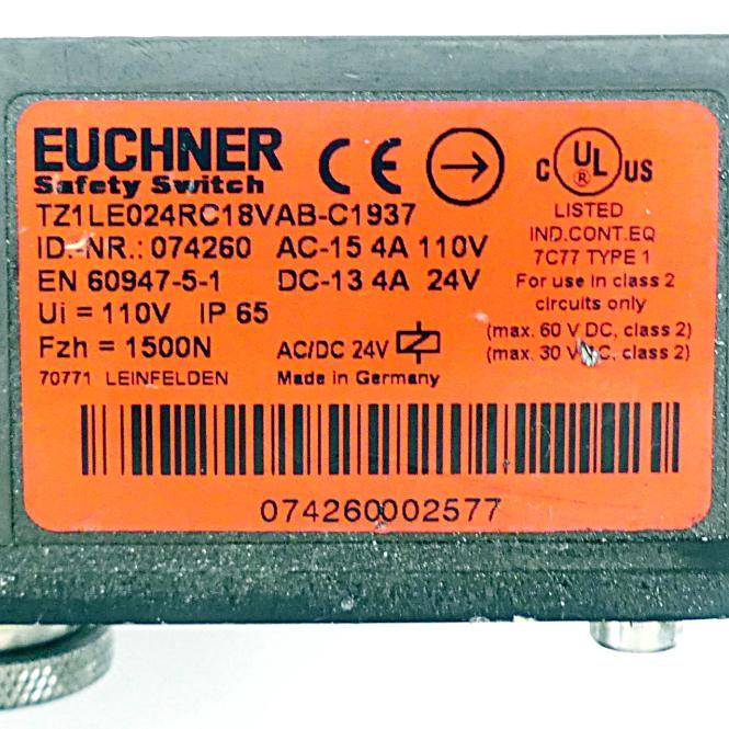 Euchner Sicherheitsschalter TZ1LE024RC18VAB-C1937 (074260)