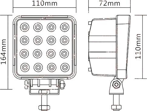 LED Arbeitsscheinwerfer 16 x 3W, 9-32V,