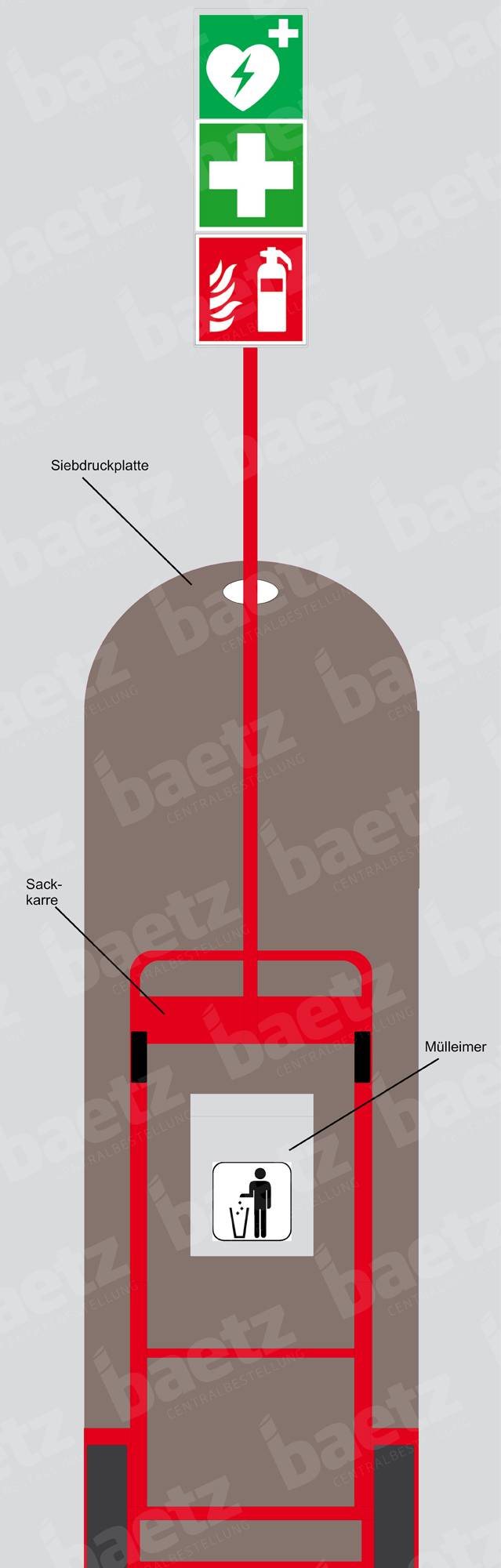 Mobile Erste Hilfe und Notfallstation, mit Defibrillator