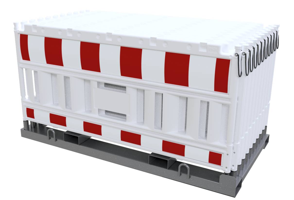 Schake 33520K2-32000 SET mit 20 Absperrschrankengitter auf Lager- und Transporttraverse ohne Lampenadapter mit Folie Typ