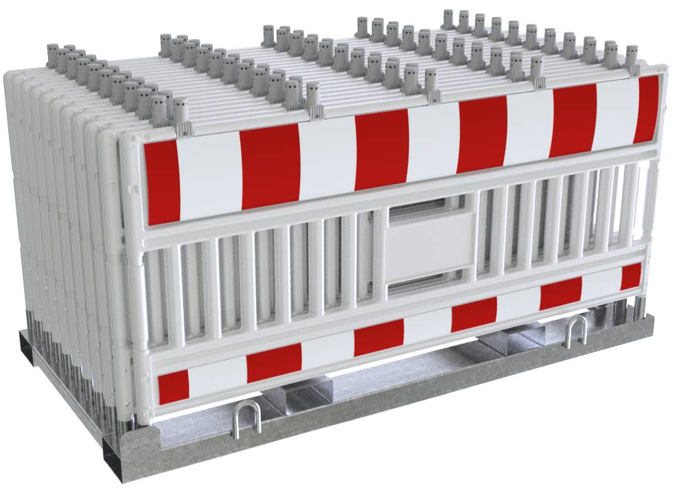 Schake 33620KA-32000 SET mit 20 Absperrschrankengitter auf Lager- und Transporttraverse mit Lampenadapter mit Folie Typ