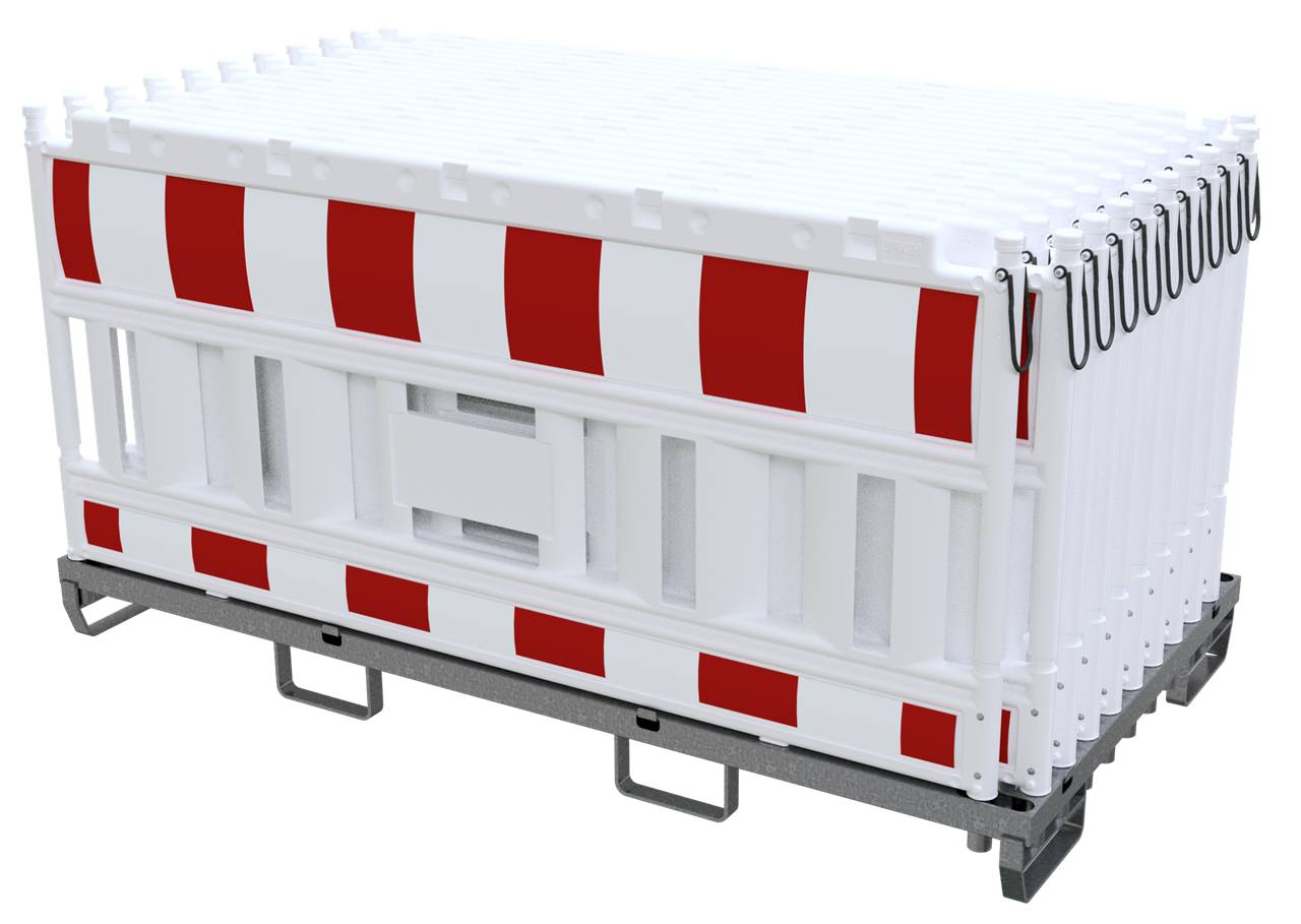 Schake 33420K2-32003 SET mit 20 Absperrschrankengitter auf Lager- und Transporttraverse ohne Lampenadapter mit Folie Typ