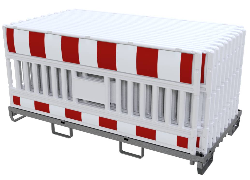 Schake 33620K2-32003 SET mit 20 Absperrschrankengitter auf Lager- und Transporttraverse ohne Lampenadapter mit Folie Typ