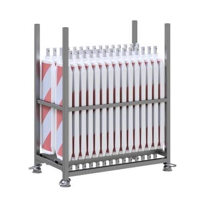 Schake 36NOX2-5-SET SET mit 30 Baken auf Lager- und Transportpalette mit Foile Typ RA2/B, rot/weiß doppelseitig schraffi