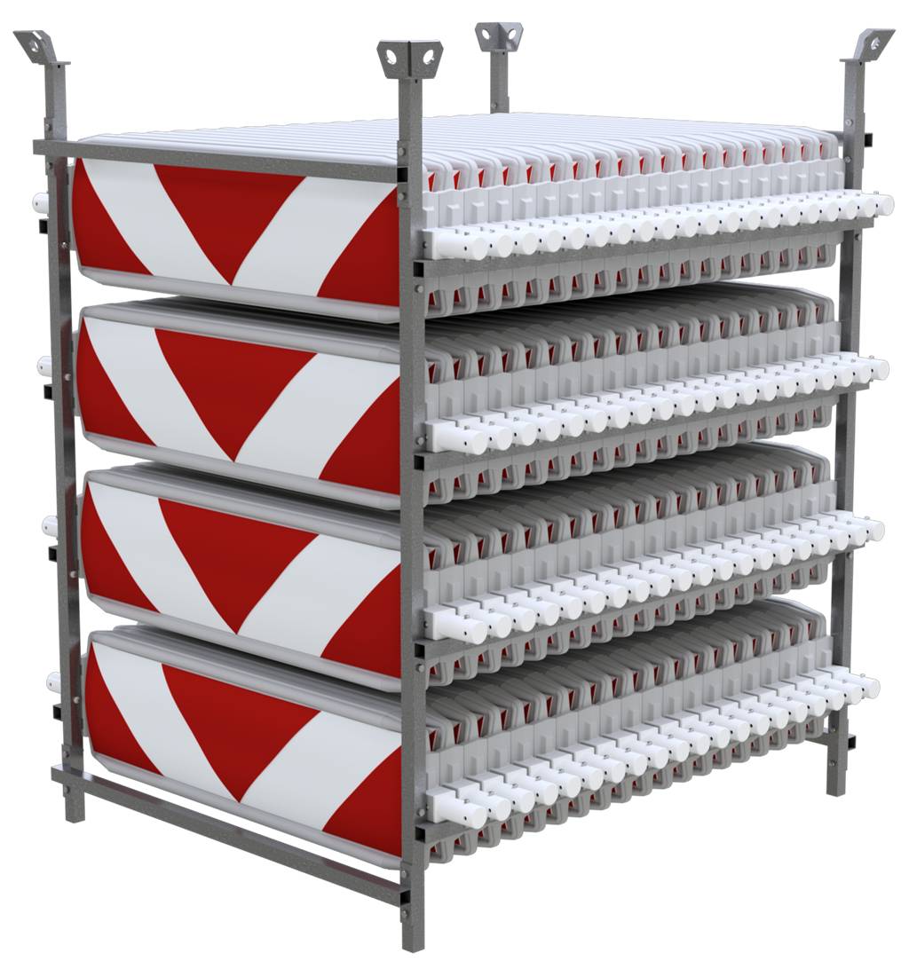 Schake 36NOXP2E-80-SET SET mit 80 Baken auf Lager- und Transportgestell Folie Typ RA2/B, pfeilförmig einseitig rechts- /