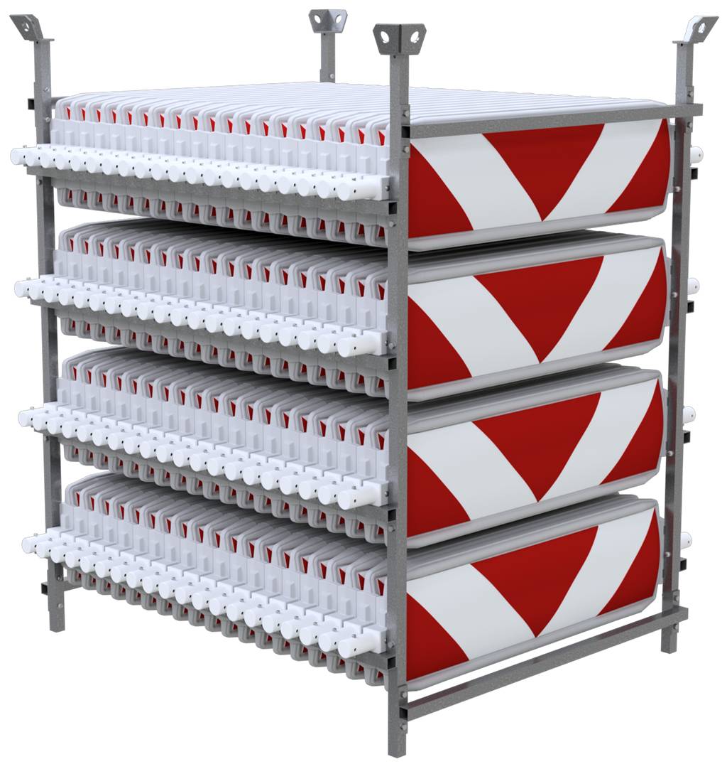 Schake 36NOXP2E-80-SET SET mit 80 Baken auf Lager- und Transportgestell Folie Typ RA2/B, pfeilförmig einseitig rechts- /