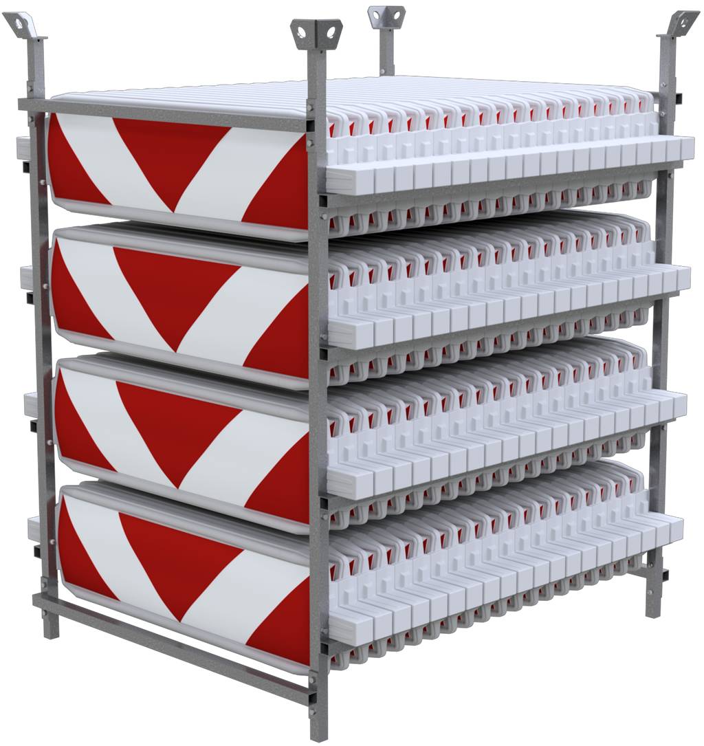 Schake 36055WPE-80-SET SET mit 80 Baken auf Lager- und Transportgestell Folie Typ RA1/A, pfeilförmig einseitig rechts- /