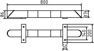Schake 477_41BG Rammschutz-Balken Stahlrundrohr Ø 76 mm für Dübelbefestigung Gesamtbreite: 800 mm