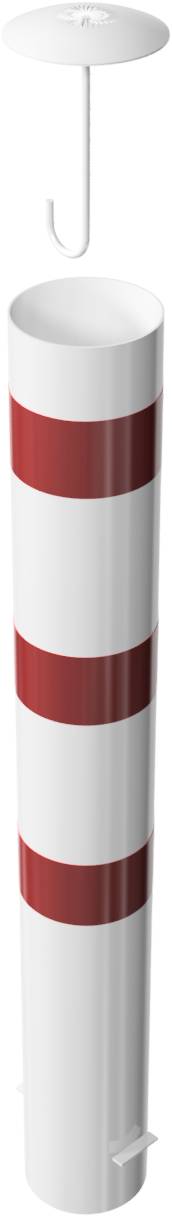 Schake 40191BA Absperrpoller Stahlrohr Ø 193 x 3,6 mm ortsfest zum Einbetonieren feuerverzinkt und weiß beschichtet