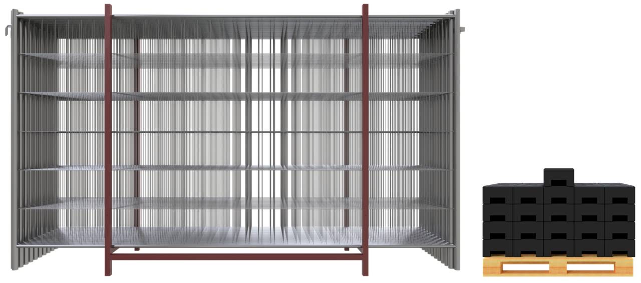 Schake BZ-20STANDARD SET zweiteilig mit 20 Bauzäunen und Zubehör auf Transportpaletten Mobilzaun ,,Standard