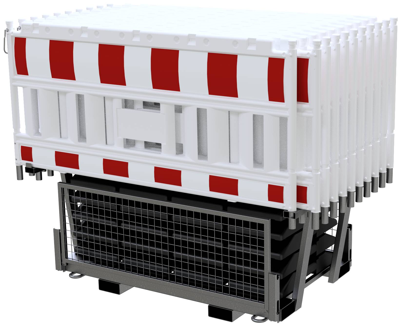 Schake 33420K-SET4 SET mit 20 Absperrschrankengitter und 21 Fußplatten auf Twinpalette ohne Lampenadapter mit rot/weiße