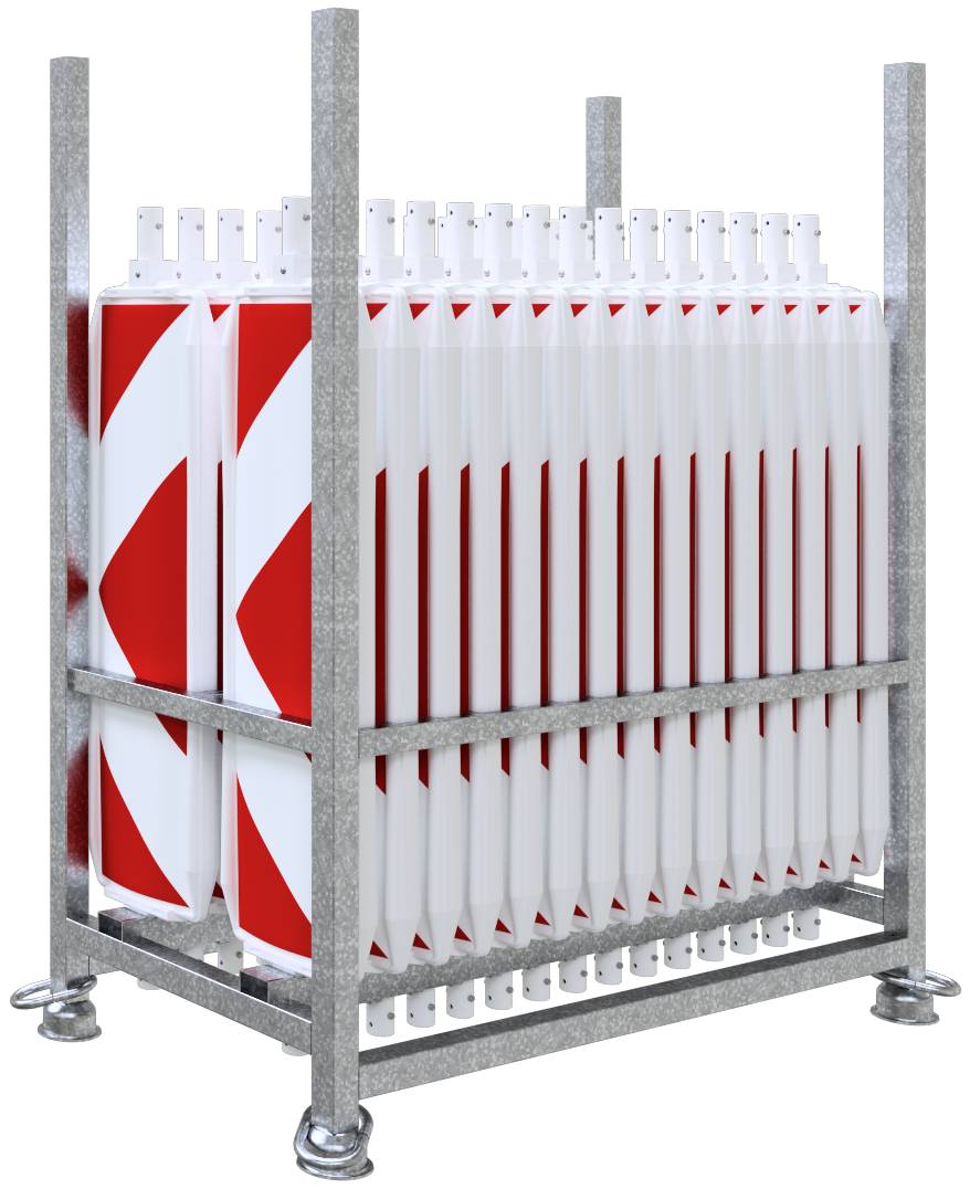 Schake 36NOXP2-5-SET SET mit 30 Baken auf Lager- und Transportpalette mit Foile Typ RA2/B, rot/weiß doppelseitig pfeilfö