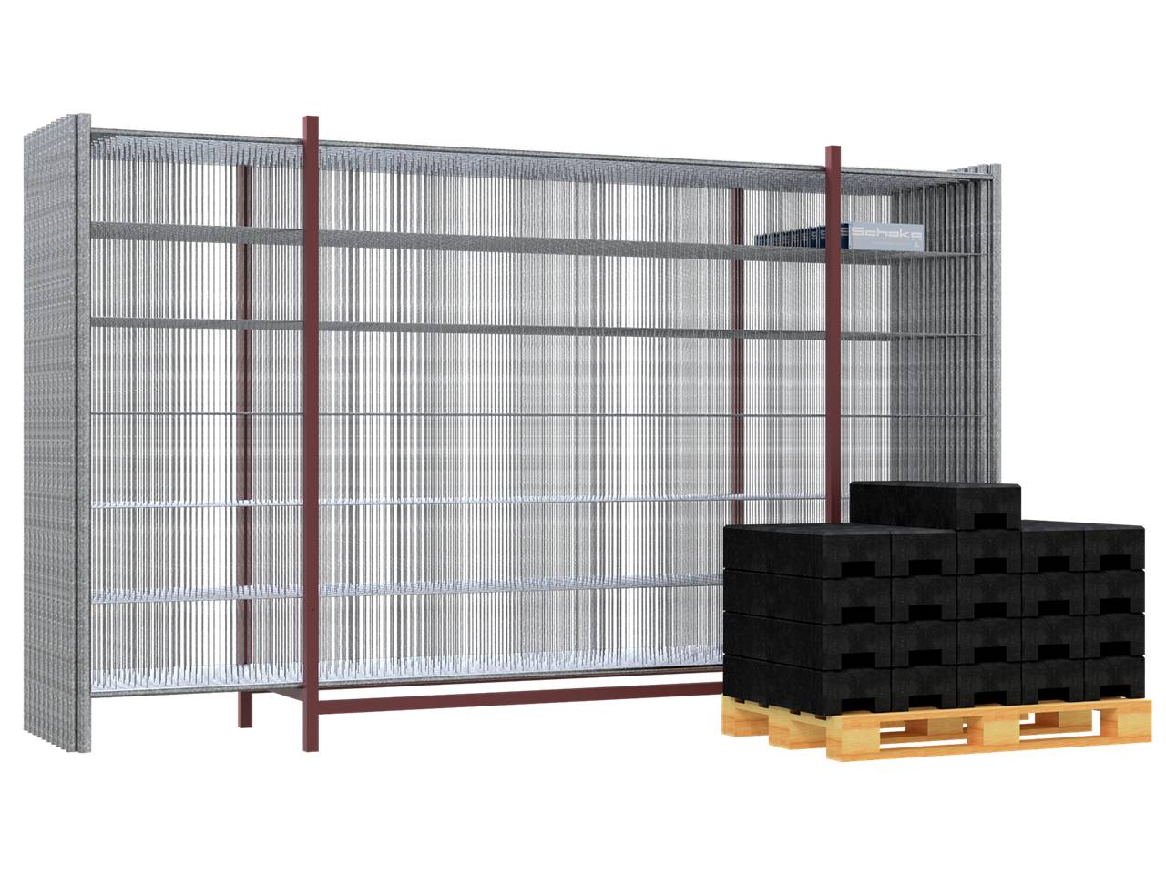 Schake BZ-20STANDARD SET zweiteilig mit 20 Bauzäunen und Zubehör auf Transportpaletten Mobilzaun ,,Standard