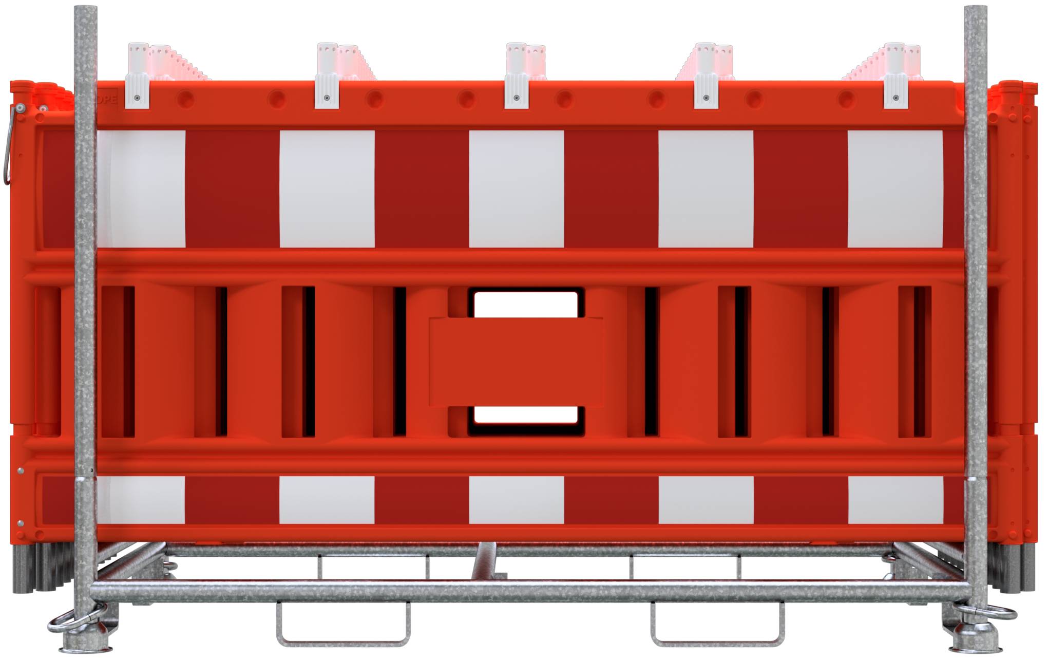 Schake 33420KA-O-32001-0 SET mit 20 Absperrschrankengitter auf Stapelpalette mit Lampenadapter mit rot/weißer Folie, Typ