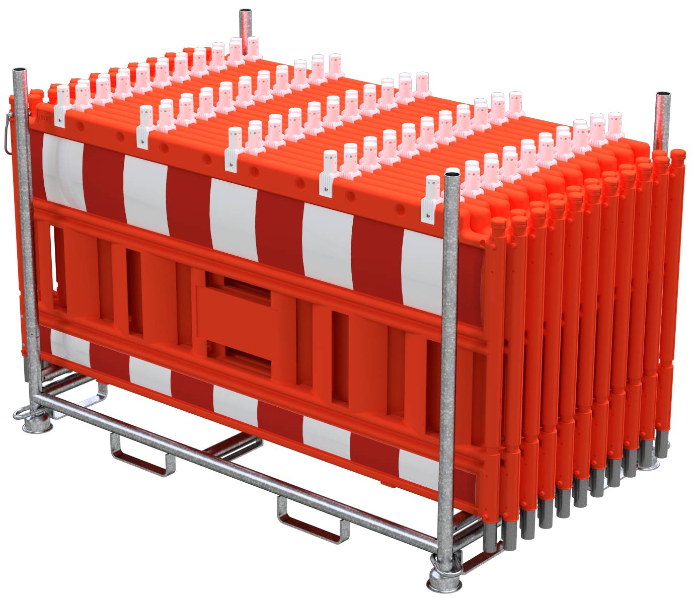 Schake 33420KA-O-32001-0 SET mit 20 Absperrschrankengitter auf Stapelpalette mit Lampenadapter mit rot/weißer Folie, Typ