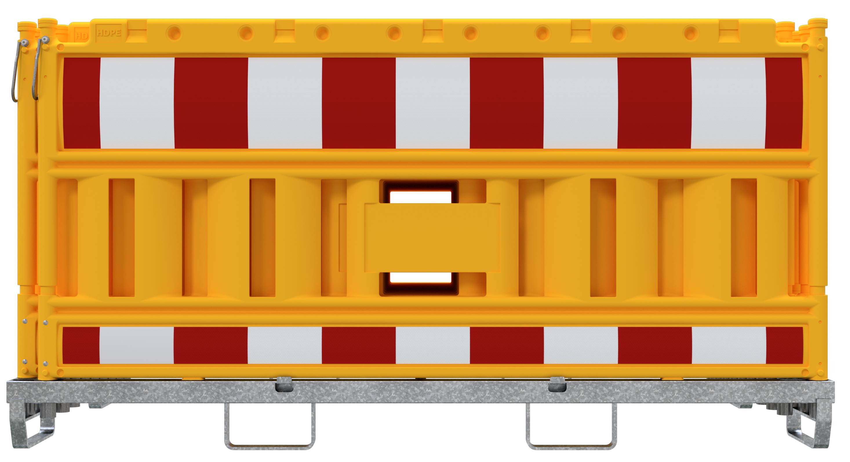 Schake 33420K-G-32003 SET mit 20 Absperrschrankengitter auf Lager- und Transporttraverse ohne Lampenadapter mit rot/weiß