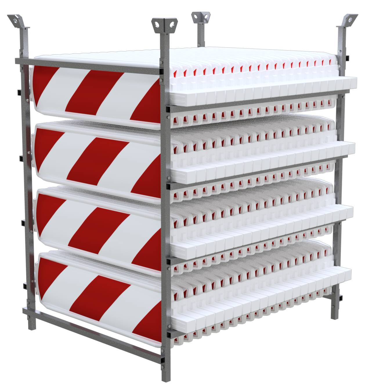 Schake 360552R-80-SET SET mit 80 Baken auf Lager- und Transportgestell Folie Typ RA2/B, schraffiert einseitig rechtsweis