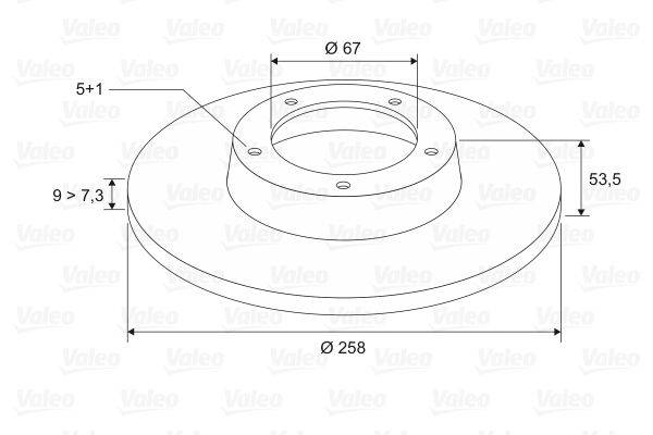Diagramm einer runden mechanischen Komponente mit beschrifteten Durchmessern: äußerer Kreis 'Ø 258' und innerer Kreis 'Ø 67'.