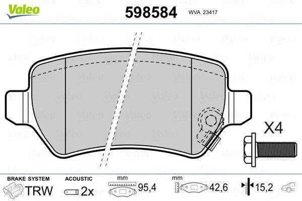 Valeo 598584 Bremsbelagsatz, Scheibenbremse
