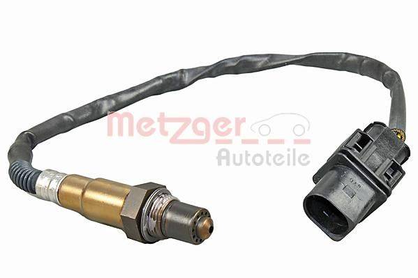 Ein Metall-Automobilsensor mit angeschlossenem Kabel, der zur Fahrzeugemissionsüberwachung verwendet wird, vor einem einfarbigen Hintergrund mit teilweise sichtbarem Logo.