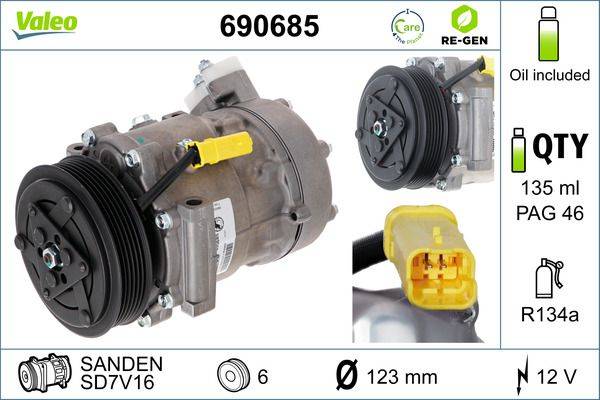 Valeo 690685 Kompressor, Klimaanlage