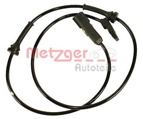 Ein Bremsabnutzungssensor-Kabel für den Automobilbereich, gewickelt mit Anschlüssen an beiden Enden. Der Markenname 'Metzger Autoteile' ist sichtbar.