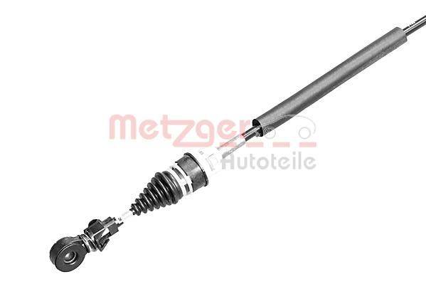 Ein Kupplungszug eines Autos mit Befestigungspunkten an beiden Enden, ausgestattet mit schwarzen Gummikomponenten und einem Metallabschnitt, auf weißem Hintergrund gelegt.