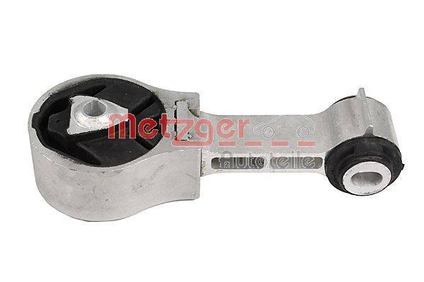 Ein silbernes und schwarzes Metallfahrwerksteil mit dem Logo 