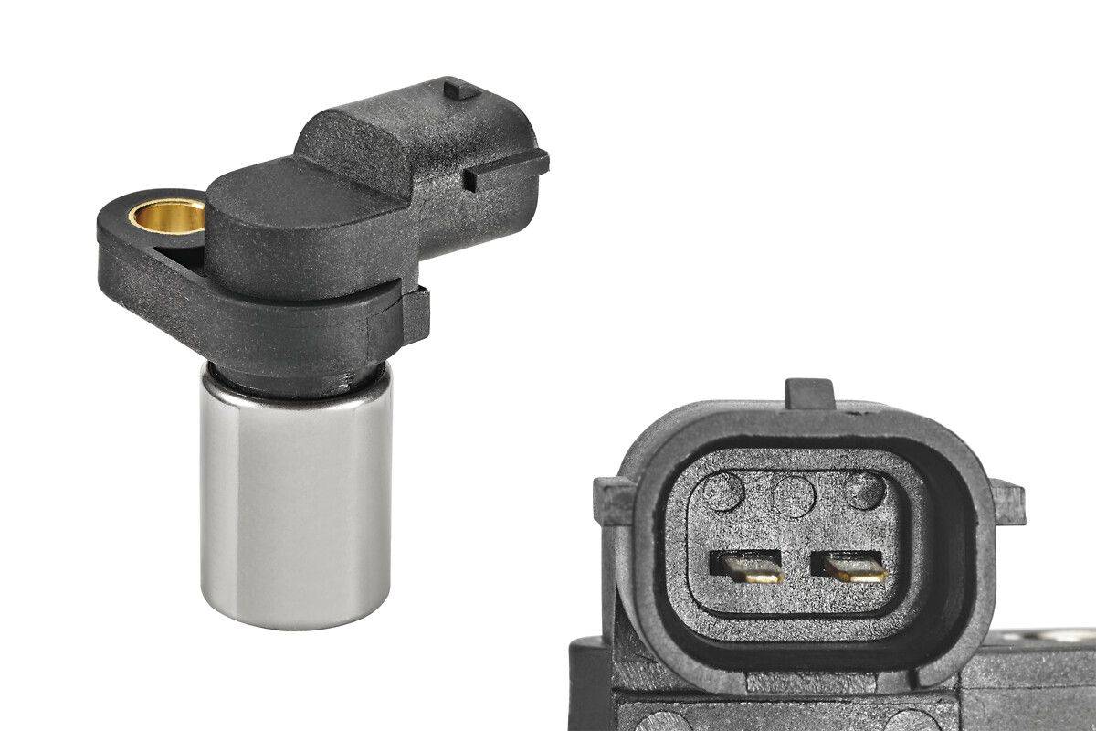 Ein Nockenwellenpositionssensor, der seinen zylindrischen Sensor und den elektrischen Anschluss zeigt, der in Motoren zur Überwachung der Nockenwellenausrichtung verwendet wird.