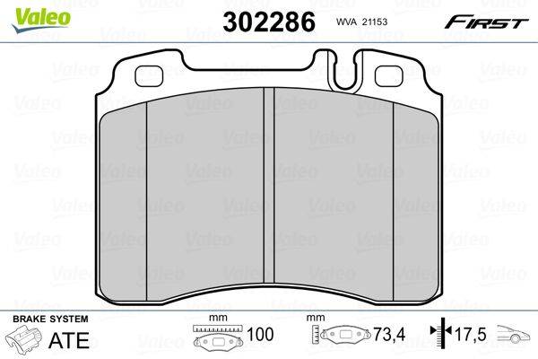 Valeo 302286 Bremsbelagsatz, Scheibenbremse