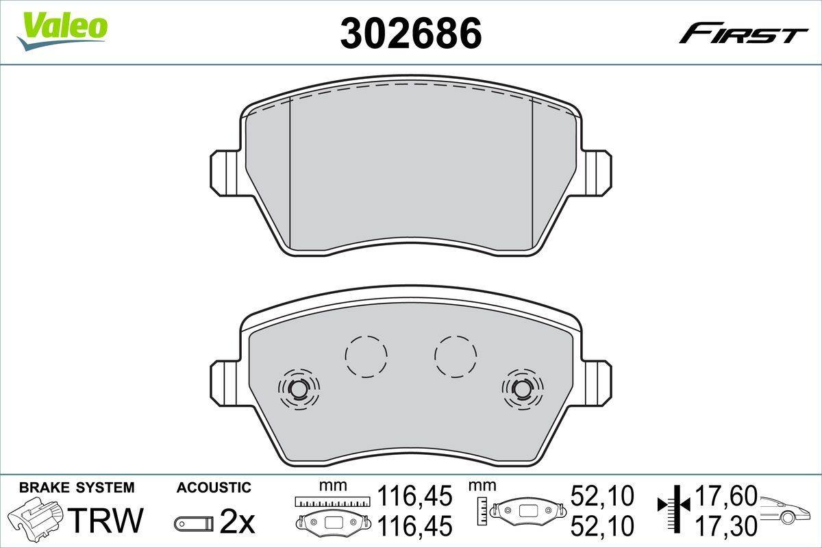 Valeo 302686 Bremsbelagsatz, Scheibenbremse