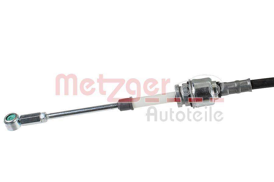 Ein Metallautoteil mit einer Stange und Verbindung zeigt das Logo von 'Metzger Autoteile'.