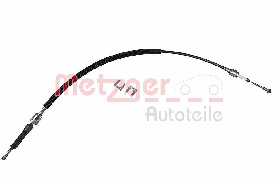 Ein schwarzes Auto-Kabel mit Anschlüssen wird präsentiert; das Logo von 'Metzger Autoteile' ist prominent in Rot hervorgehoben.