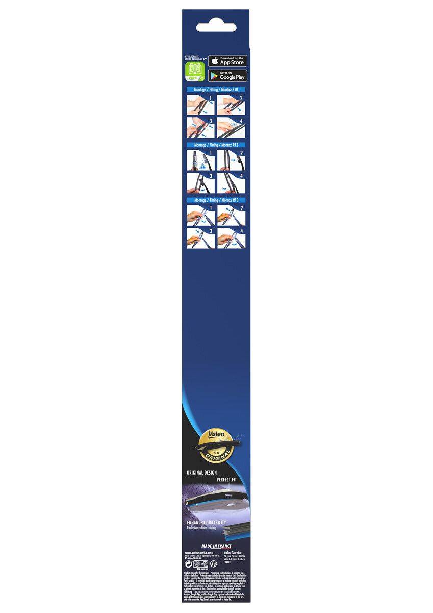 Reinigungswerkzeug-Verpackung mit Schritt-für-Schritt-Bildern, die verschiedene Phasen der Montage oder Nutzung eines Reinigungsprodukts zeigen. Enthält ein Logo.