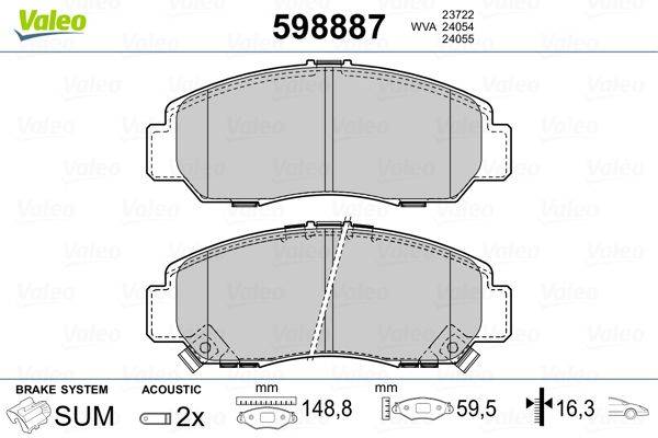 Valeo 598887 Bremsbelagsatz, Scheibenbremse