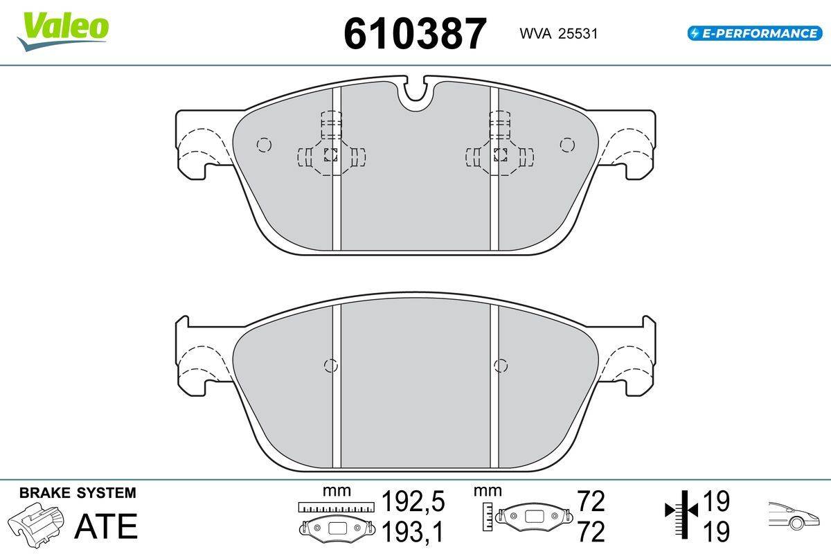 Valeo 610387 Bremsbelagsatz, Scheibenbremse