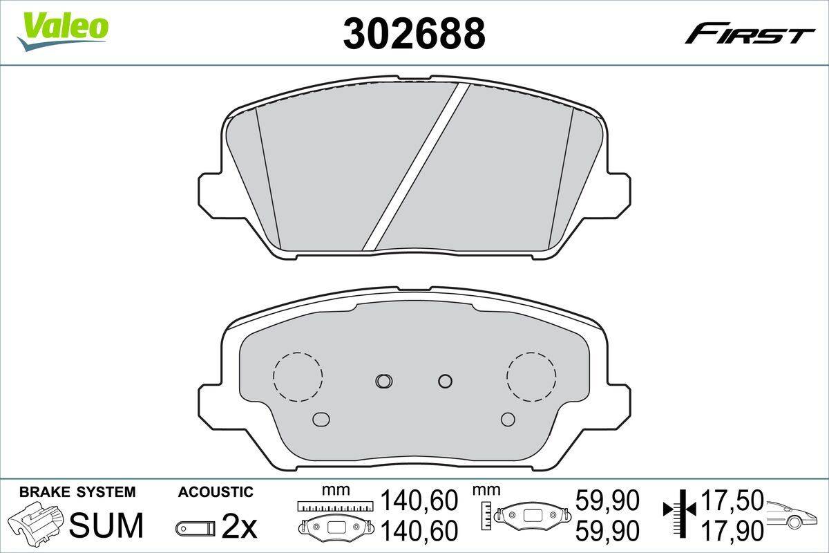 Valeo 302688 Bremsbelagsatz, Scheibenbremse
