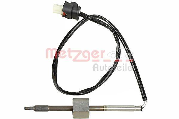 Sauerstoffsensor mit Kabelbaumanbindung, gekennzeichnet mit Metzger Autoteile, verwendet in Fahrzeug-Abgassystemen zur Überwachung des Sauerstoffgehalts.